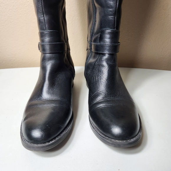 Franco Sarto Womens |10M| Cleveland Black Leather Wide Calf Riding Boots  - Picture 6 of 9
